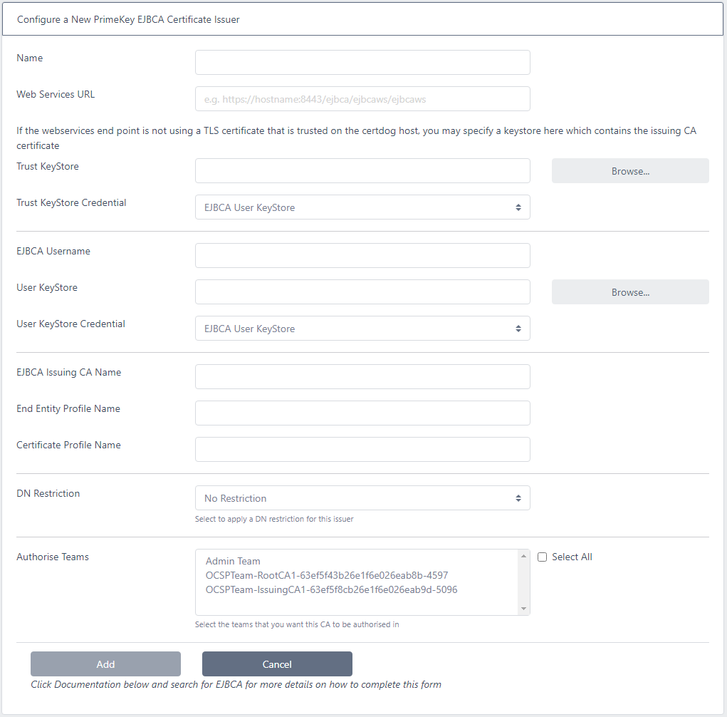 Create an EJBCA Issuer - Krestfield Knowledge